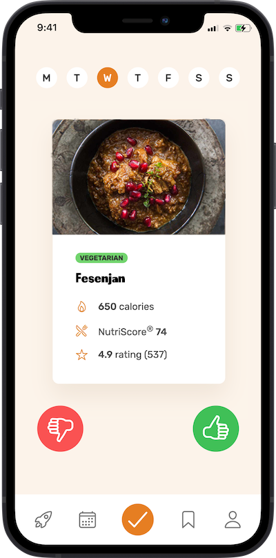 iPhone app
            meal approving plan screen