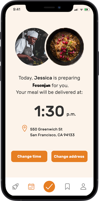 iPhone app
            delivery screen